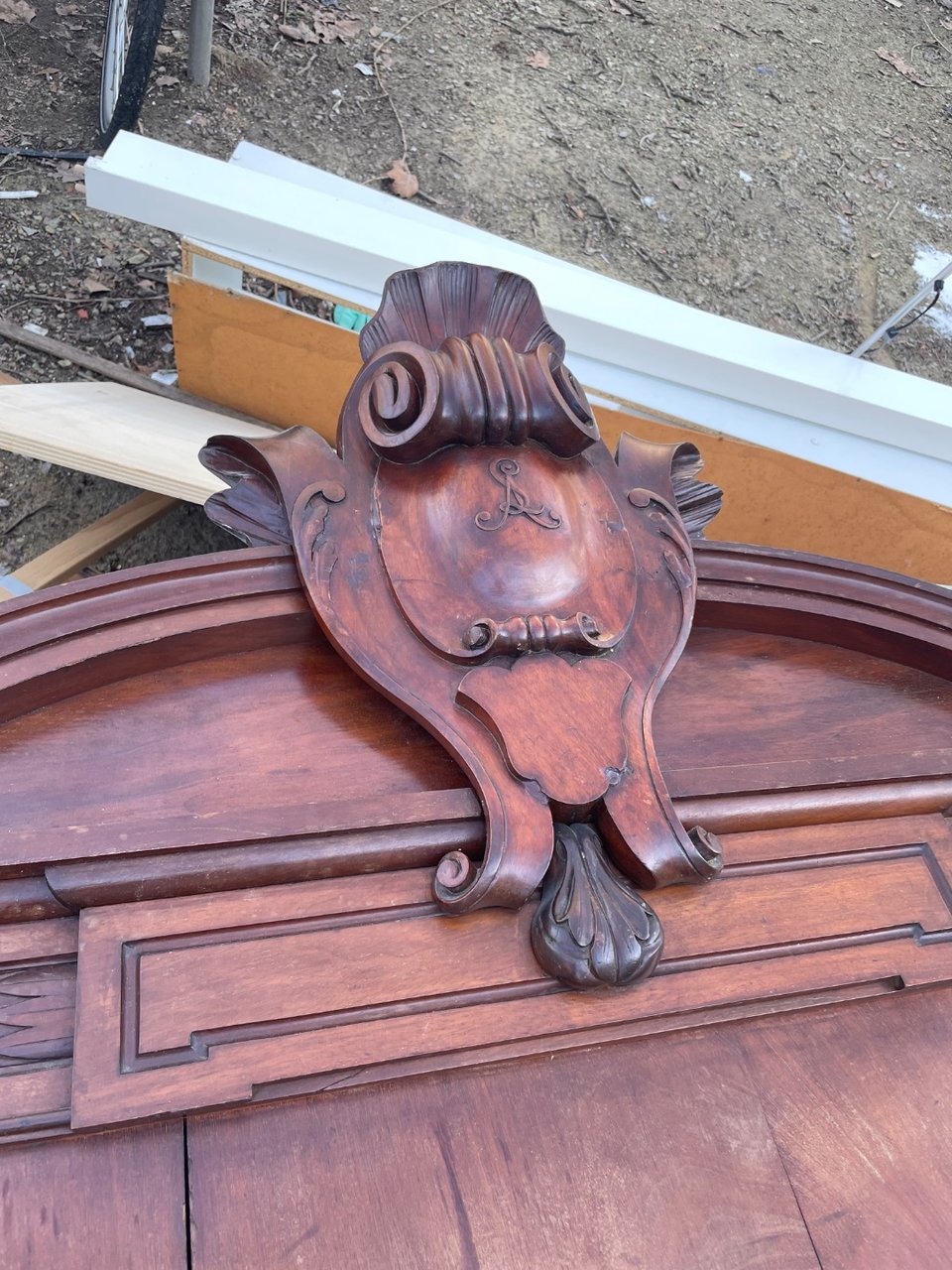 Antiek massief houten bed frame