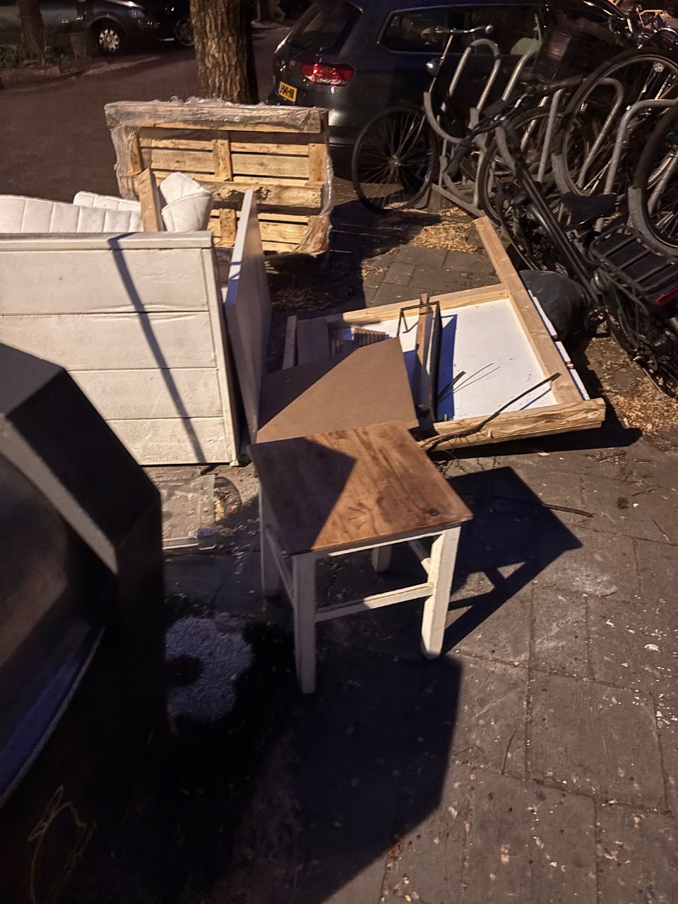 Table and wooden-couch for outside