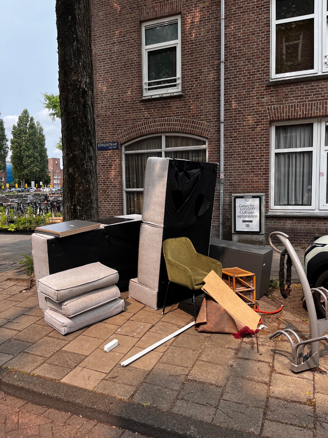 Couch, chairs, small cabinet