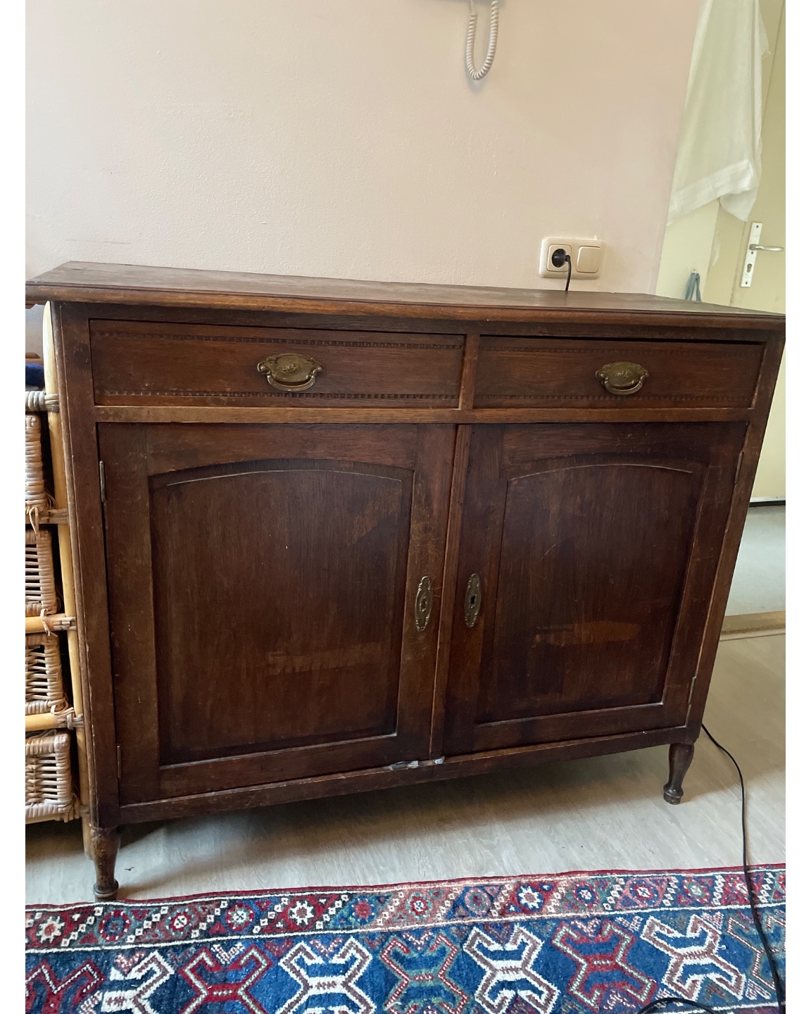 Antique buffet cabinet. Beautifully made. Really sad I cannot bring it to my new place. One drawer needs fixing. Pick up this week.