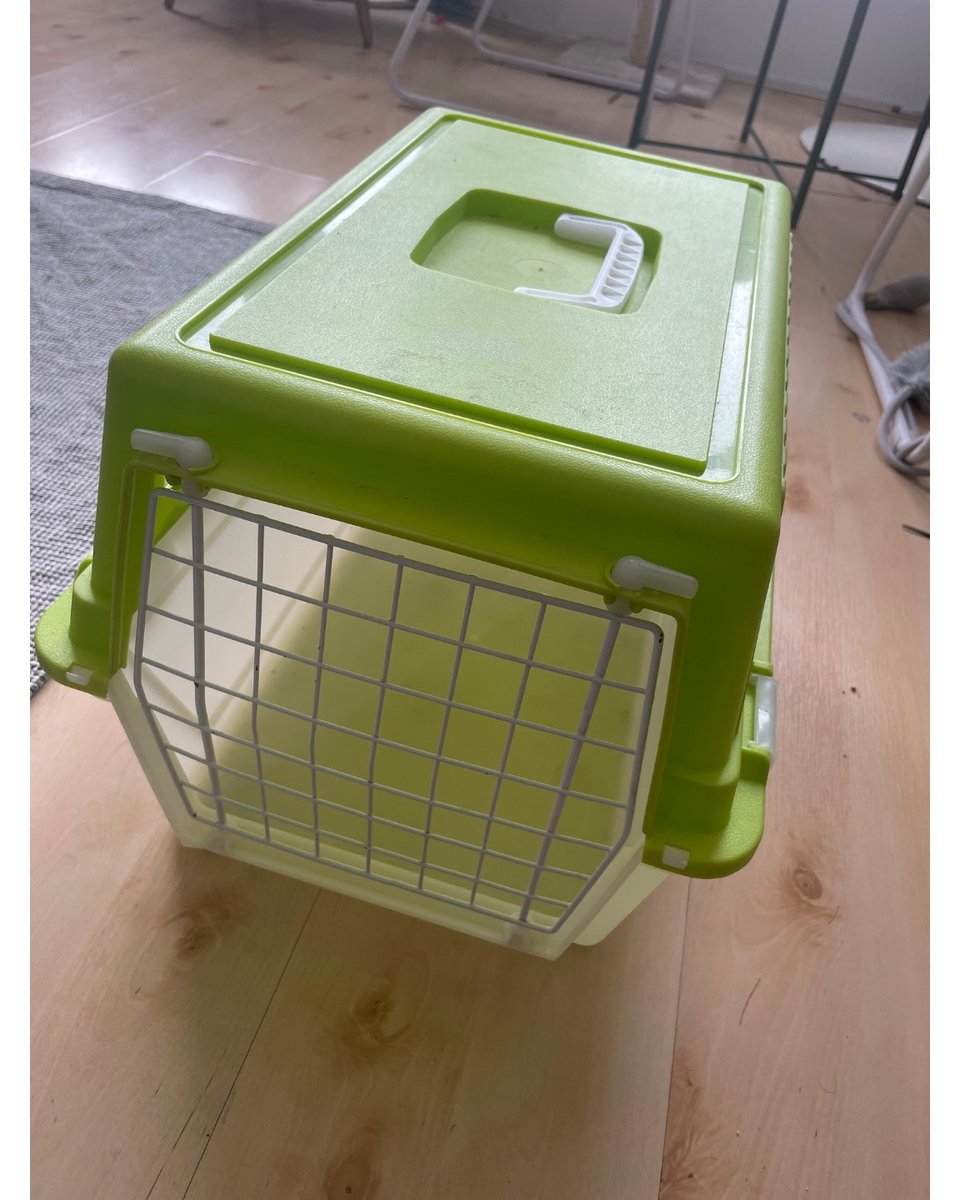 Cat carrier, could probably use a little clean, we got it when we adopted our cat but have never used it