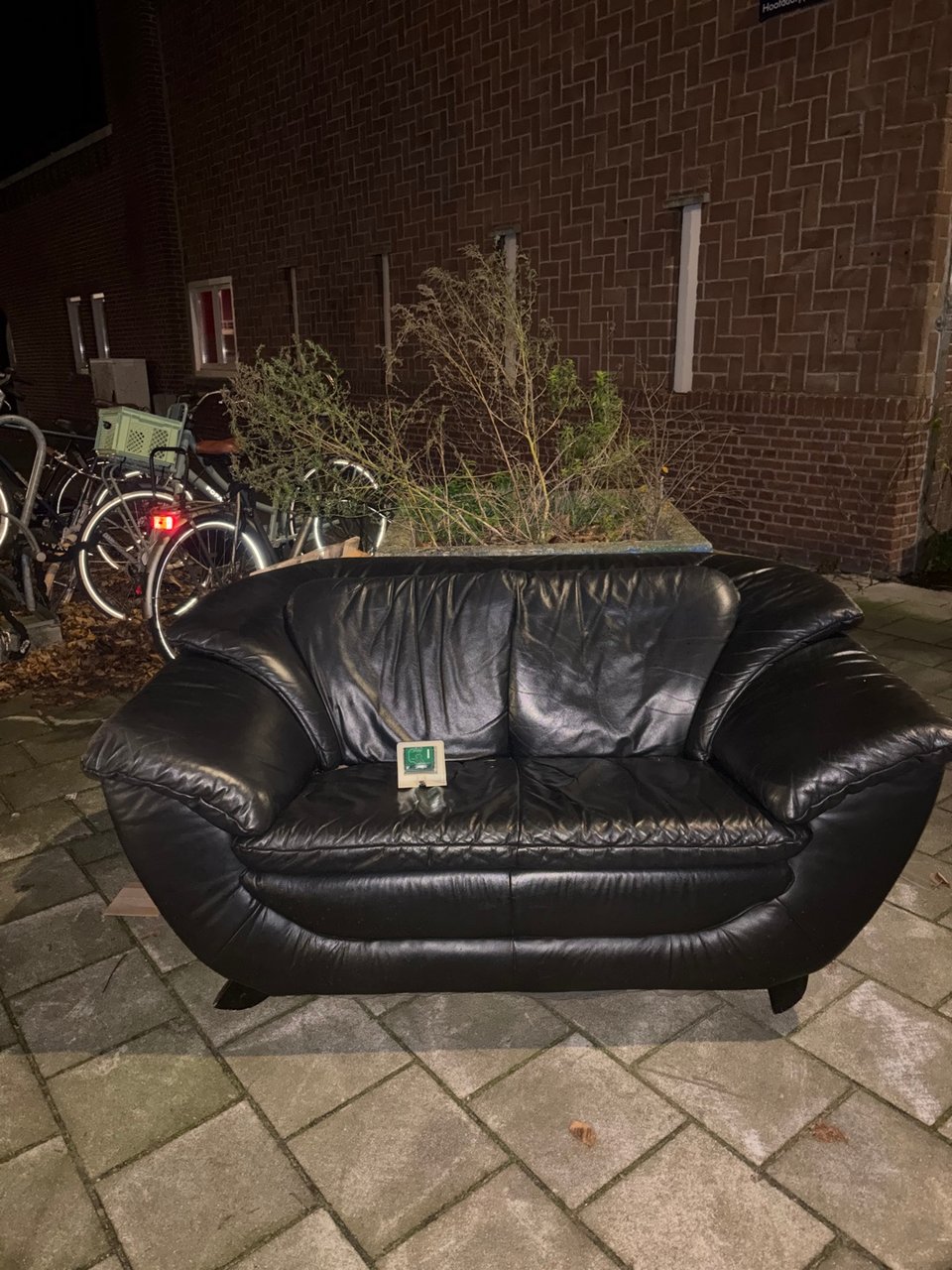 Black leather loveseat 2 person