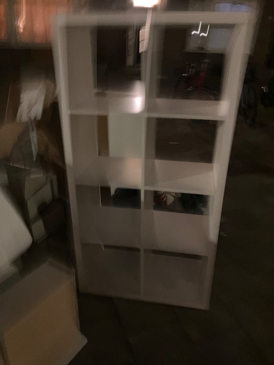 IKEA kallax cabinet and desk and small table with wired frame (or basket with serving tray)