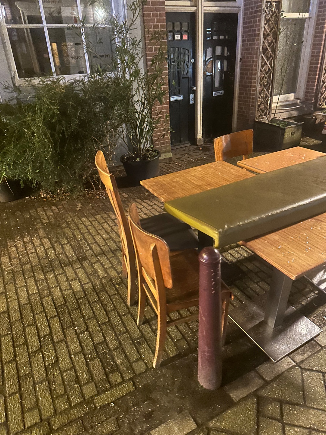 2 sets of 2 chairs and 3 tables