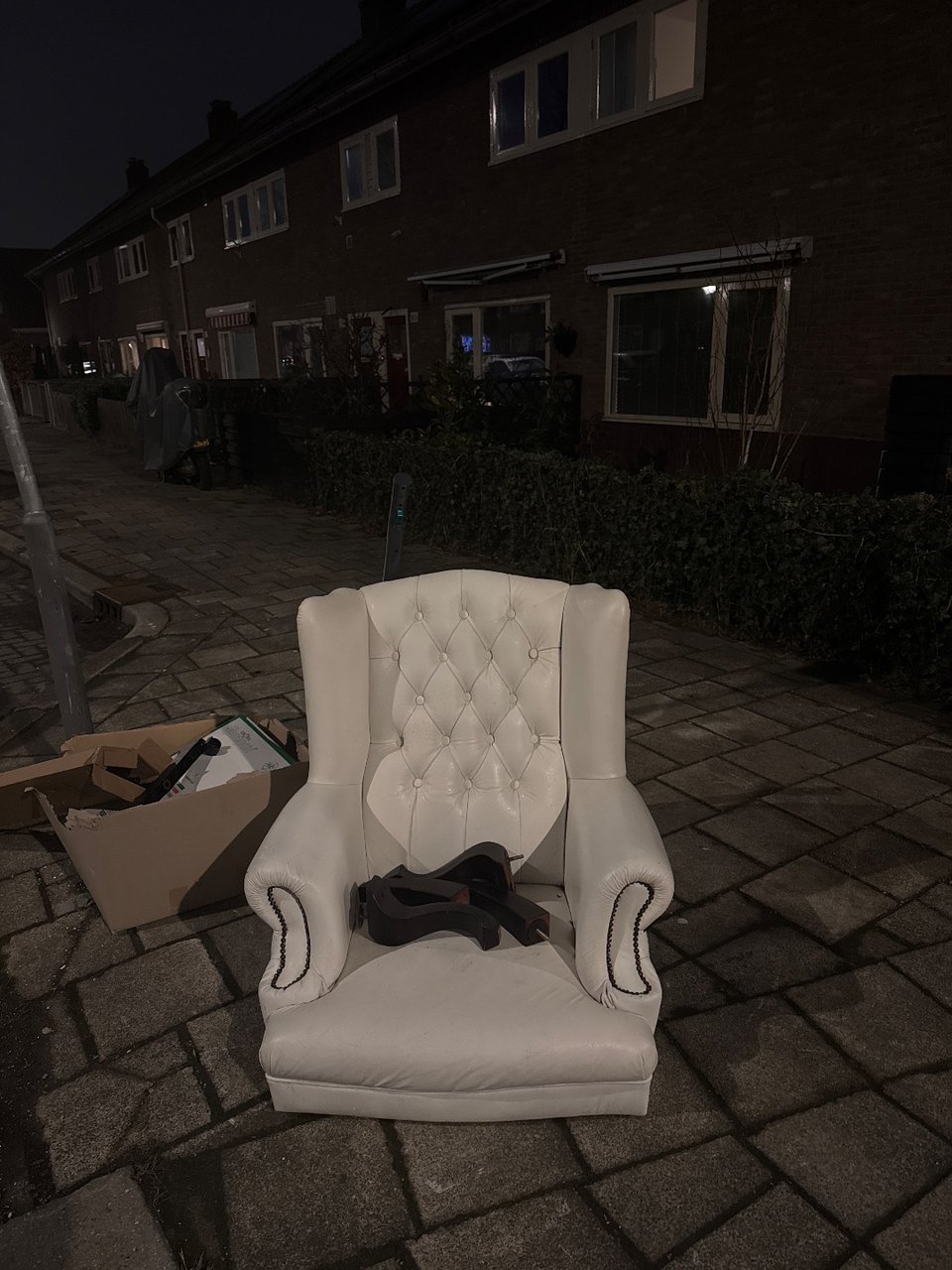 Fancy leather chair, with nice legs!