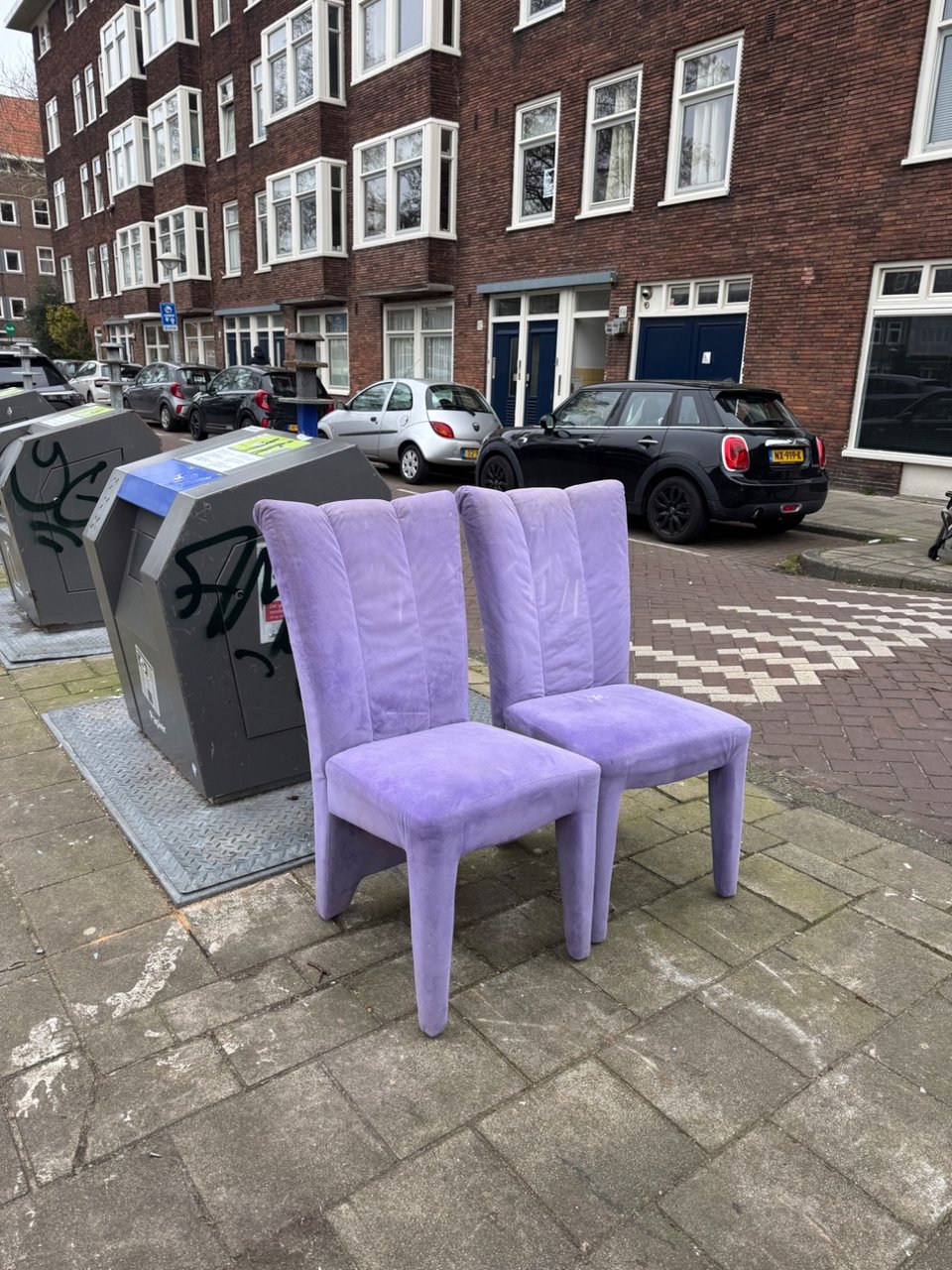 Purple velour chairs
