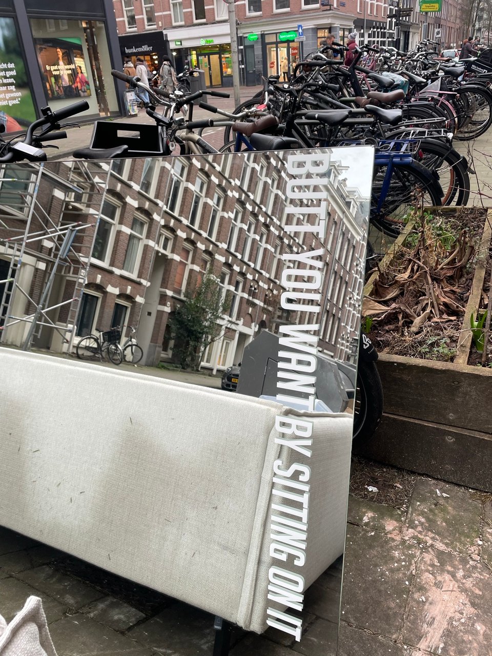 Big mirror with text, no damages