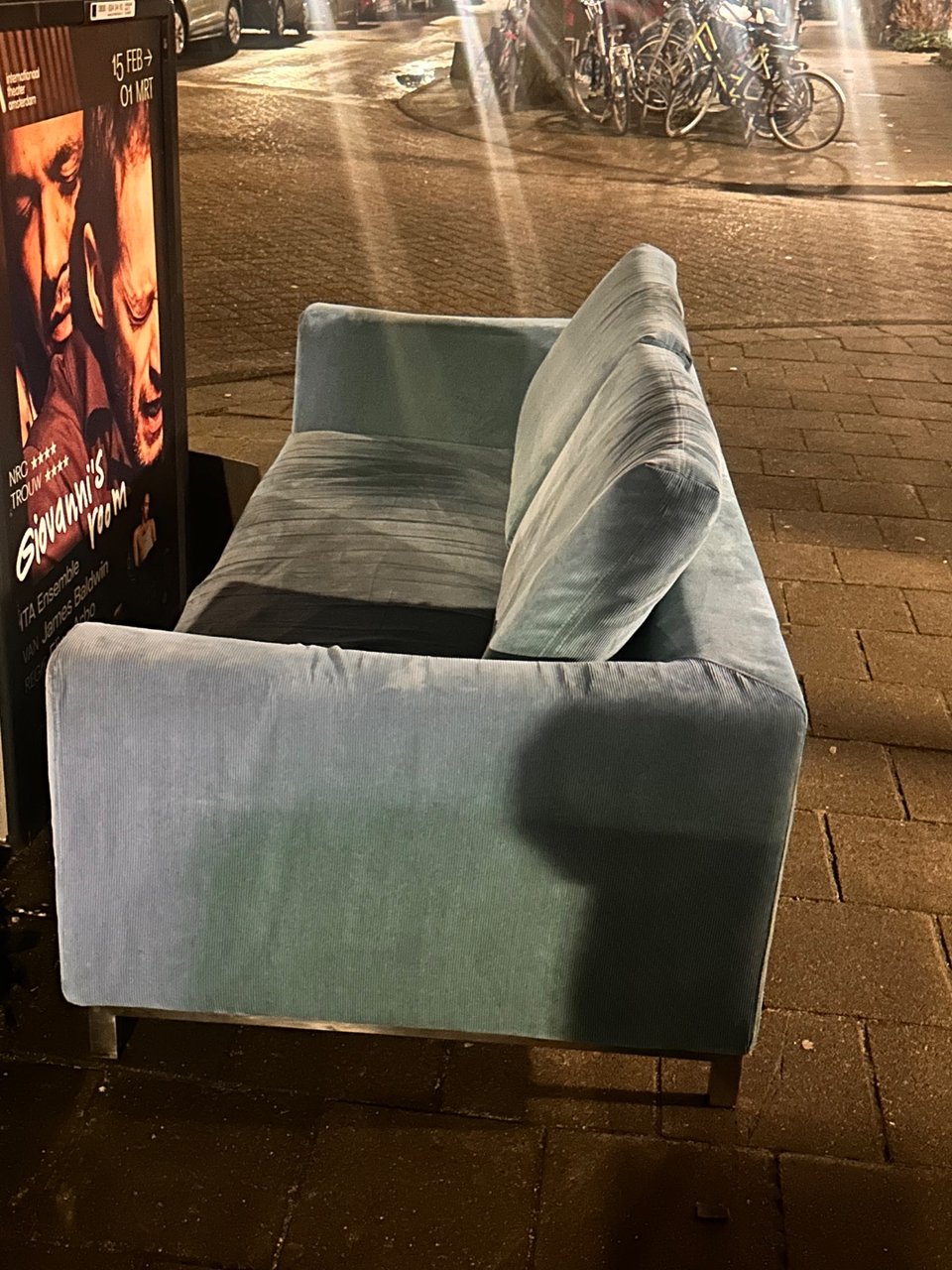 Blue/ turquoise rib 2-seater couch