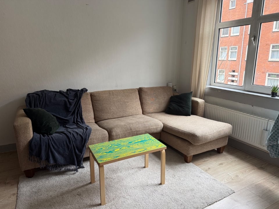 Sofa. Good condition. Must be gone by end of today (Friday). You can take the carpet as well.