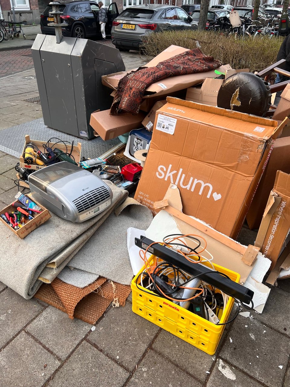 Nice carpet, bookshelf, chairs, dresser, dishes…