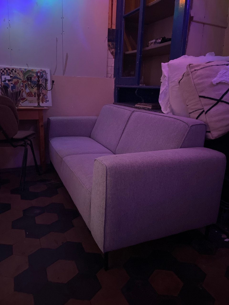 Couch for free, you can pick it up at my home. Maine floor.