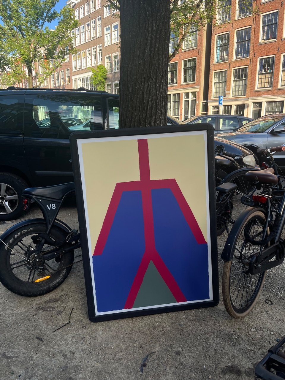 Groot schilderij voor de Lindengracht 74!