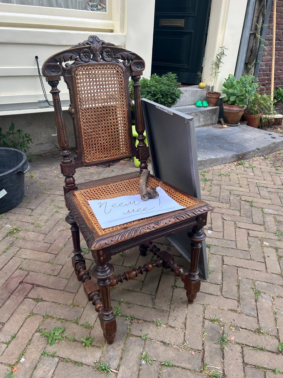 Stoel, dining chair, eetkamerstoel hout (wood), rotan