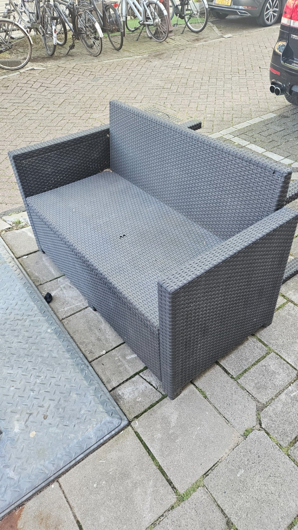 Outdoor plastic sofa and table