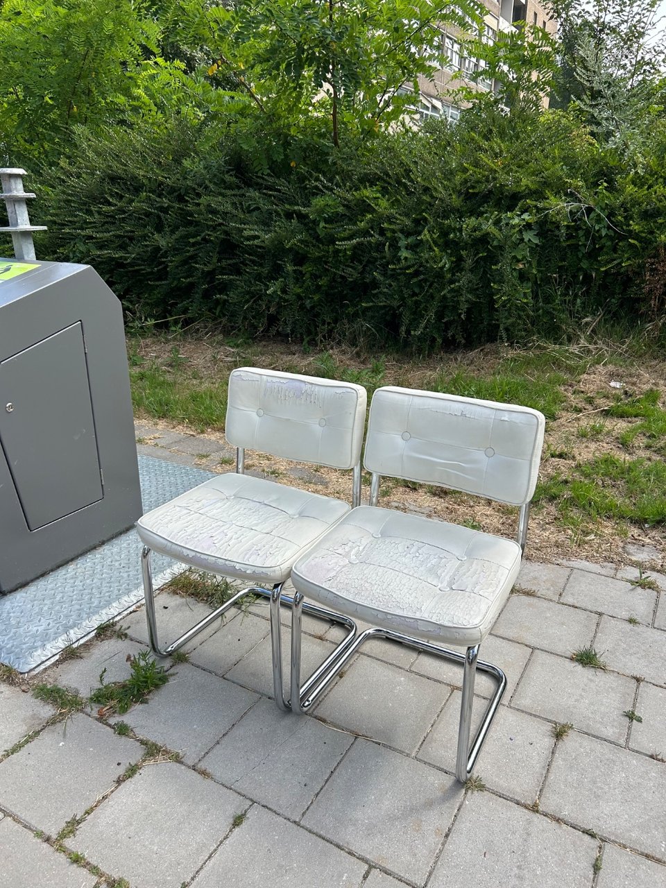 2 witleren buisframe stoelen