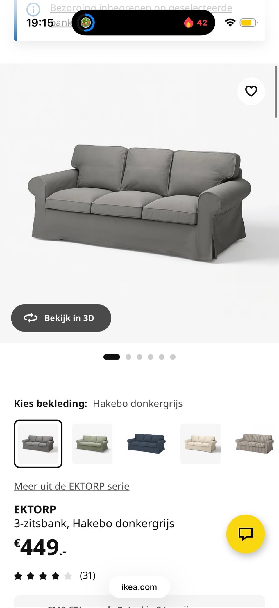 Anderhalf jaar oud, beetje doorgezakt. Voetenbank met opbergruimte erbij. Bij interesse stuur me een dm aub voordat ik het buiten zet!