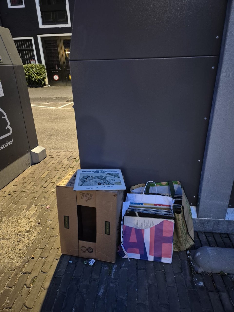Two bags of records in de Jordaan