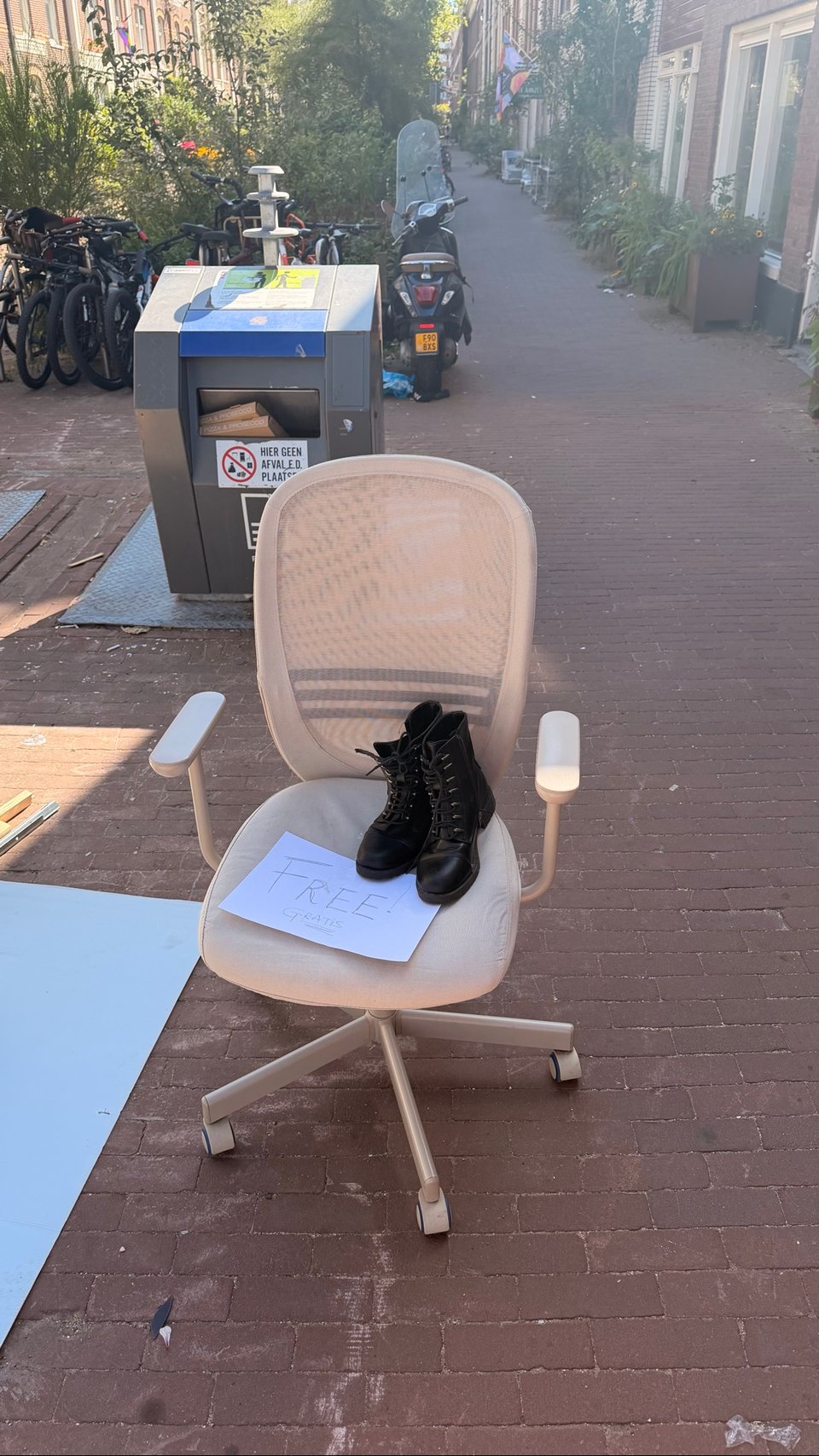 Office chair. 
The shoes are already gone.