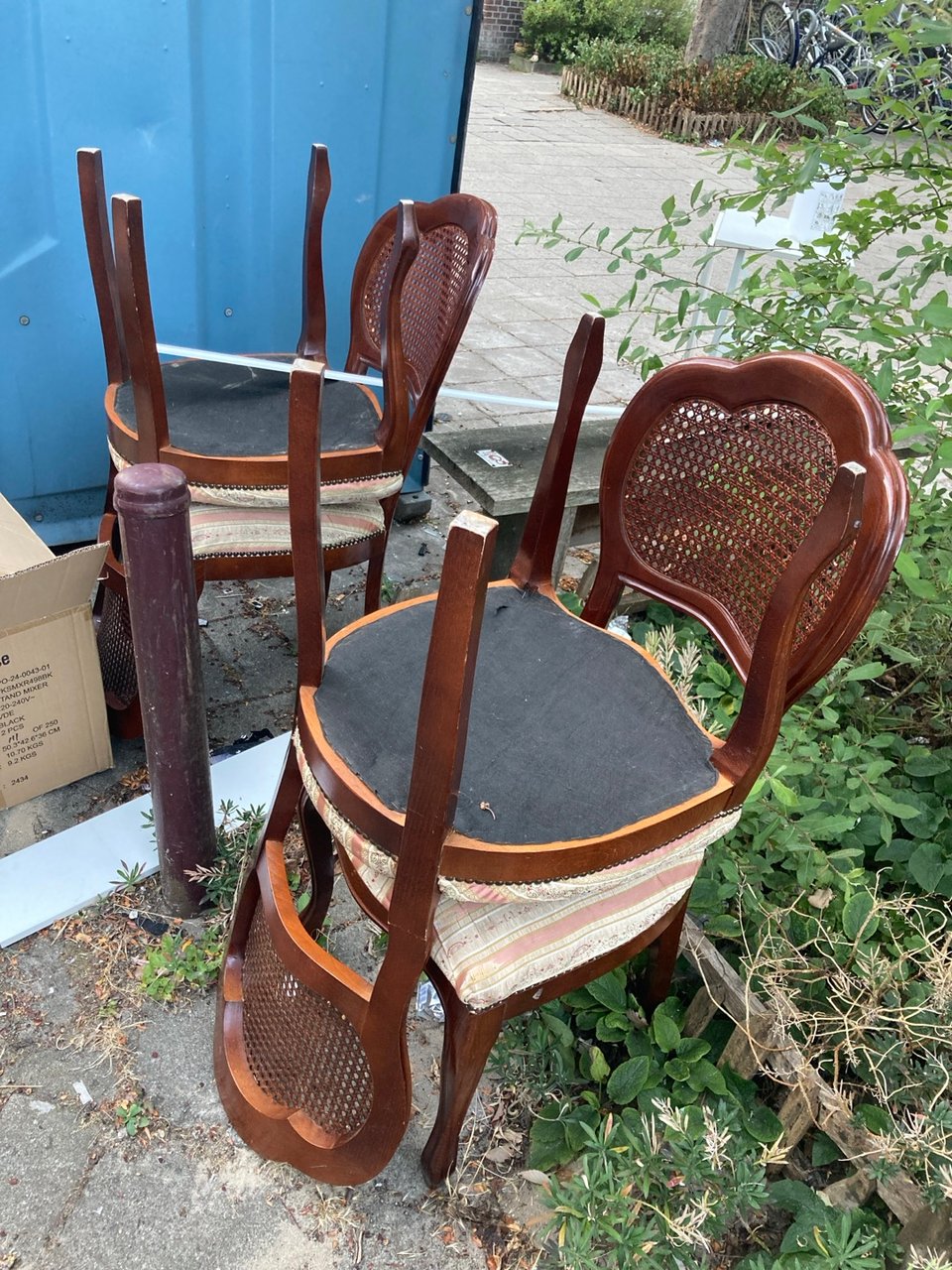 Four chairs and a folding table