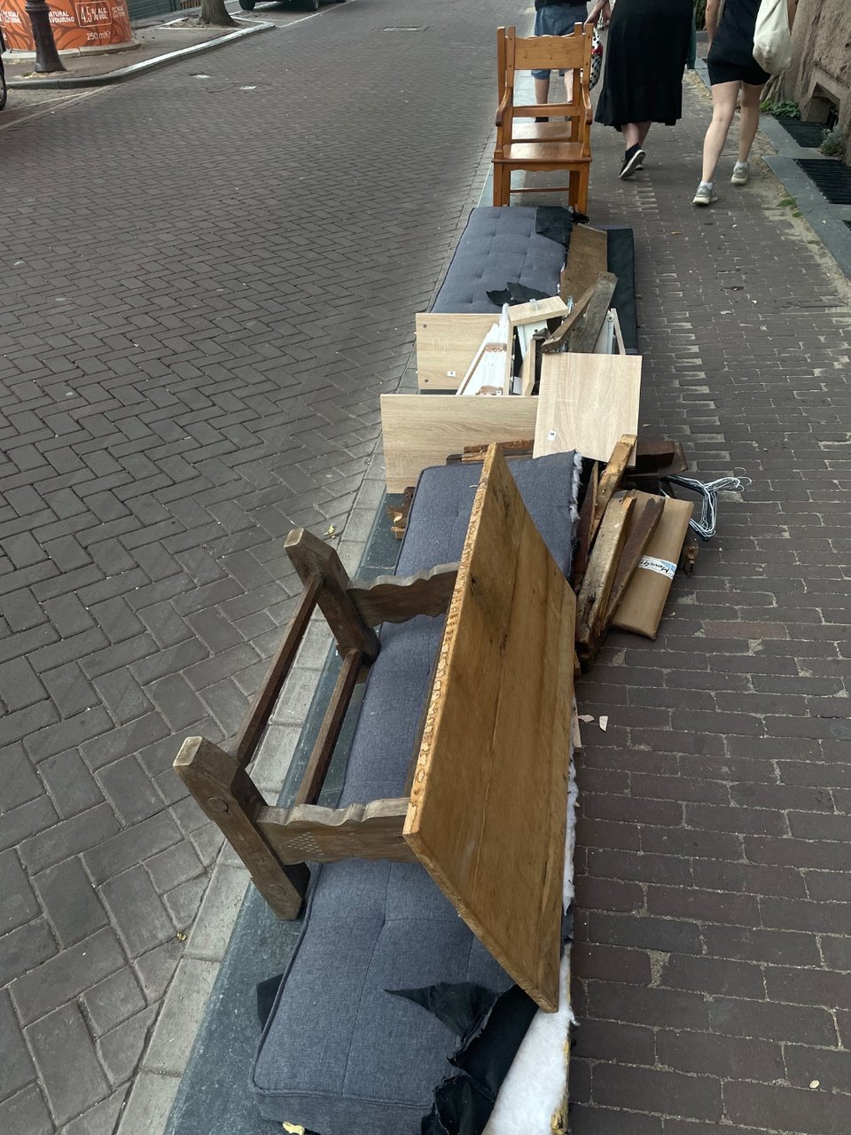 Table and set of chairs from the early 20th century. My old neighbours got their house restored and these ended up on the street.