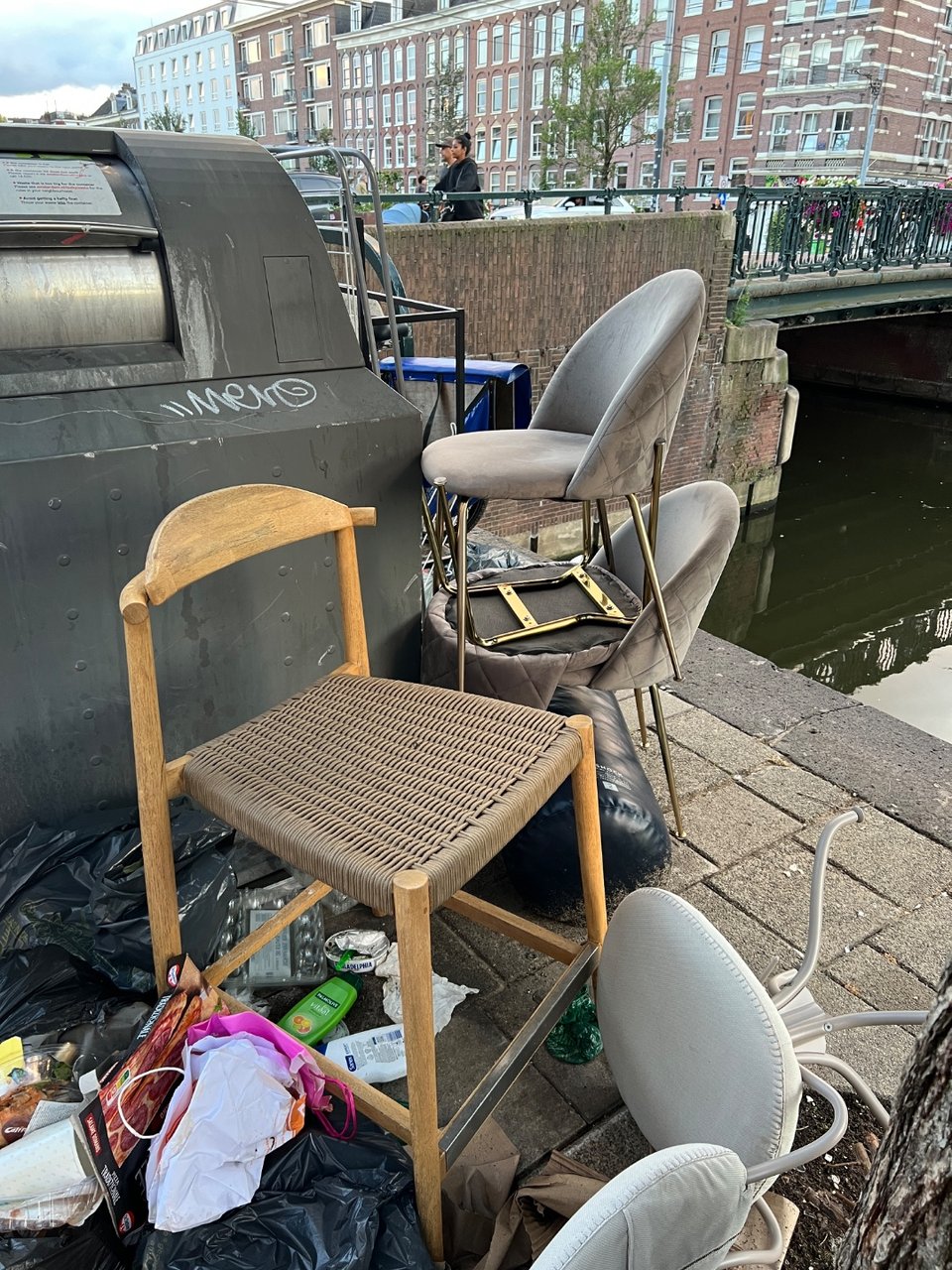Some chairs and a boxing bag
