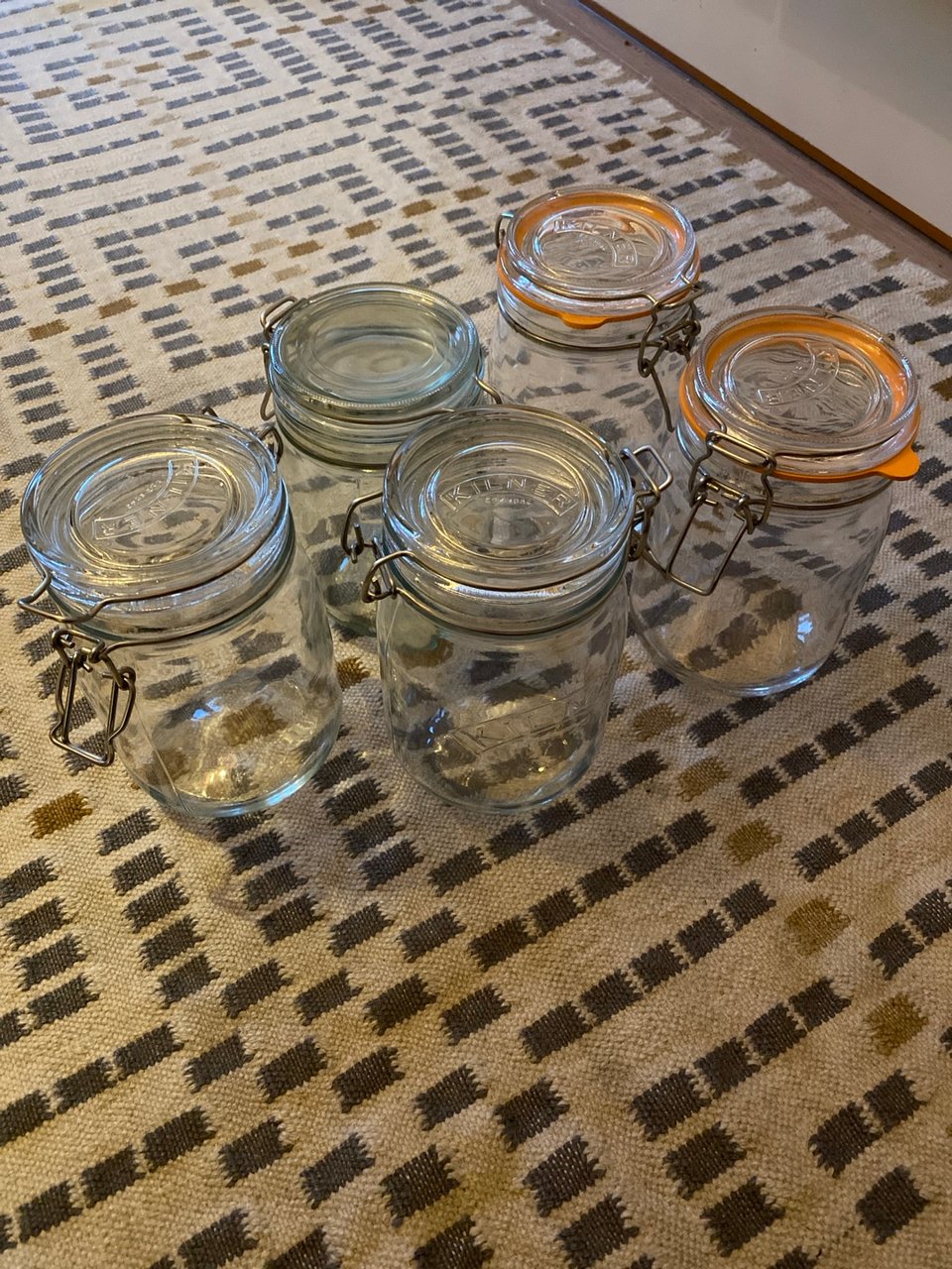 Five Kilner jars