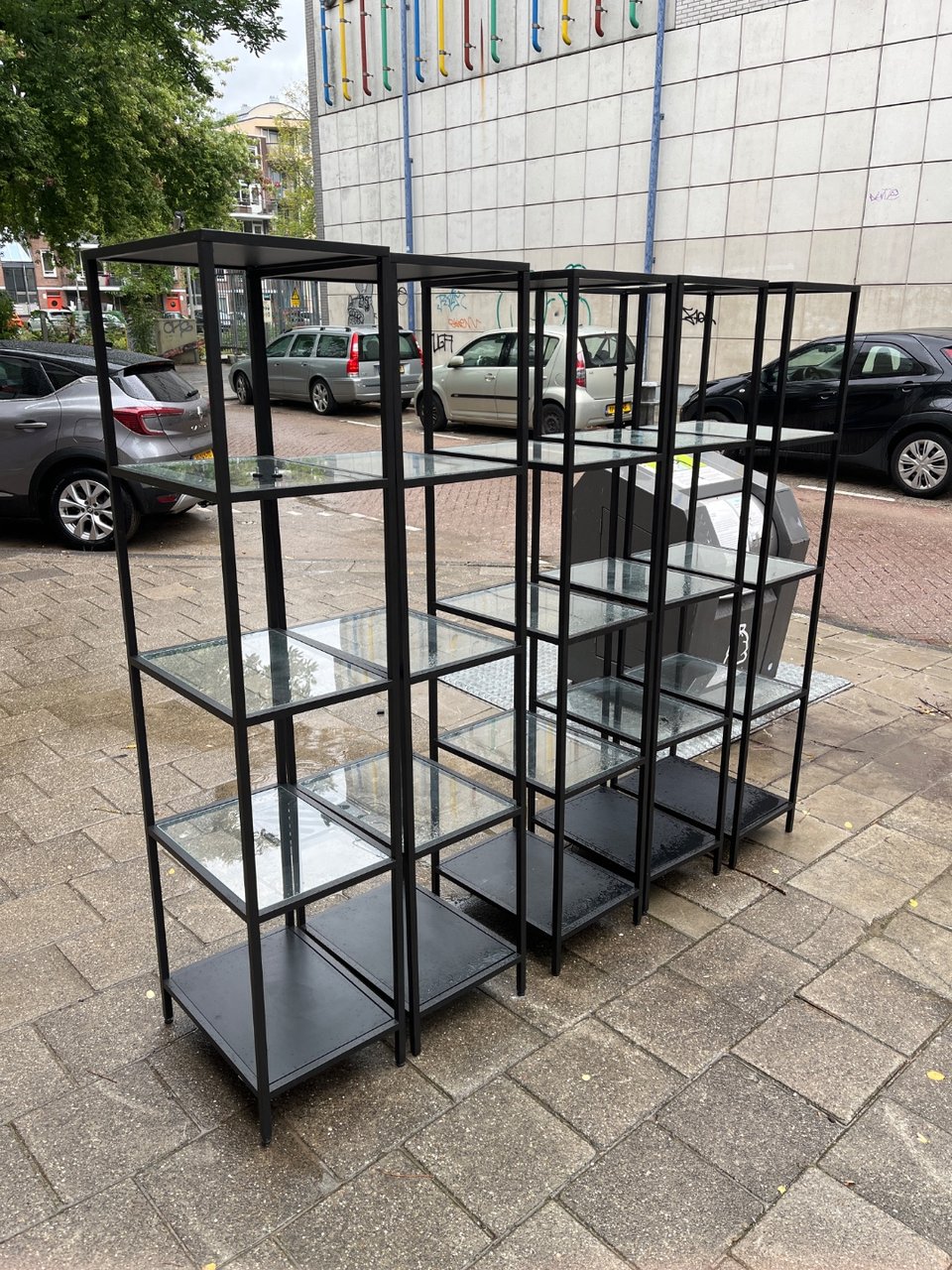 5 IKEA glas shelves, as good as new
