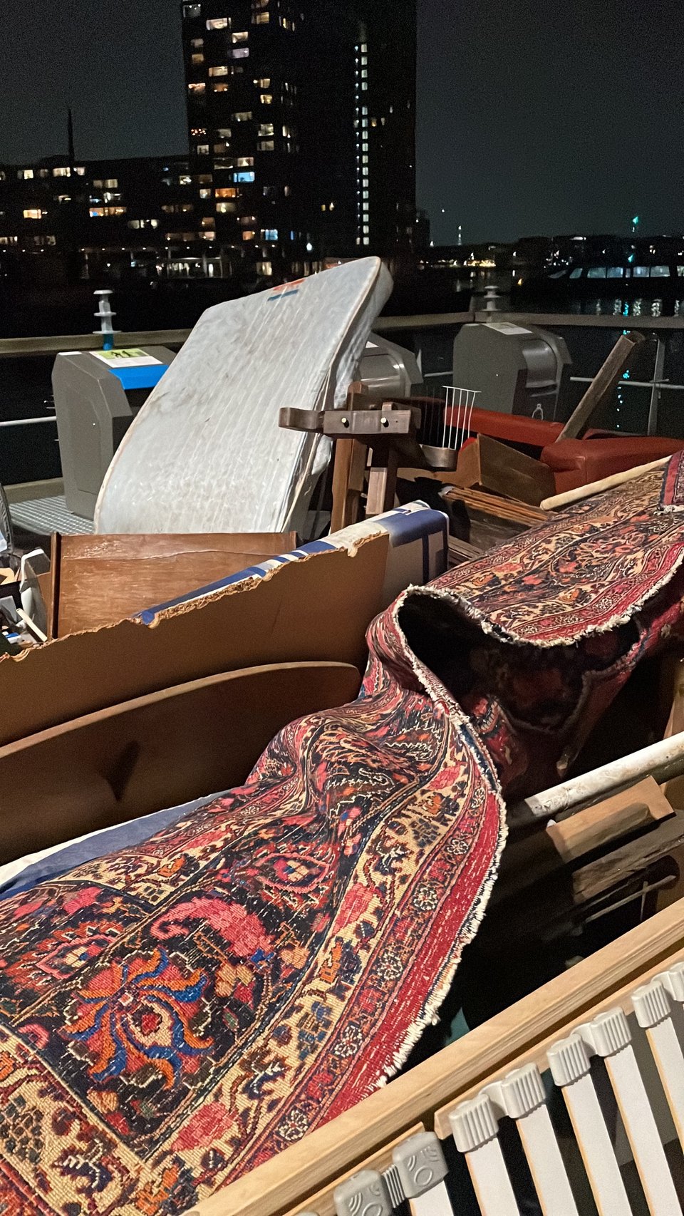 Carpet and a lot of wooden furniture